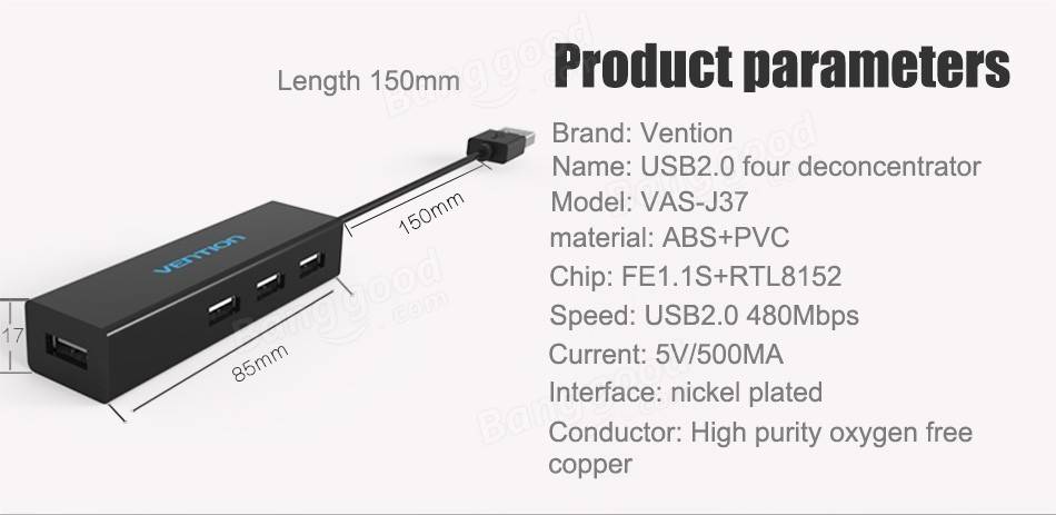 Vention Usb 2.0 To Rj45 Lan Network Ethernet Adapter